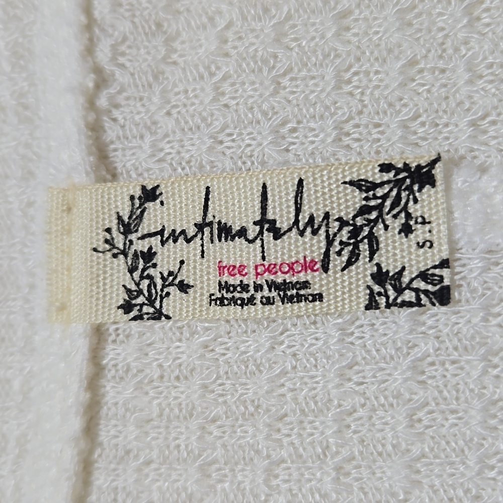 Free People White Waffle Knit Long Sleeve Henley - Picture 3 of 4